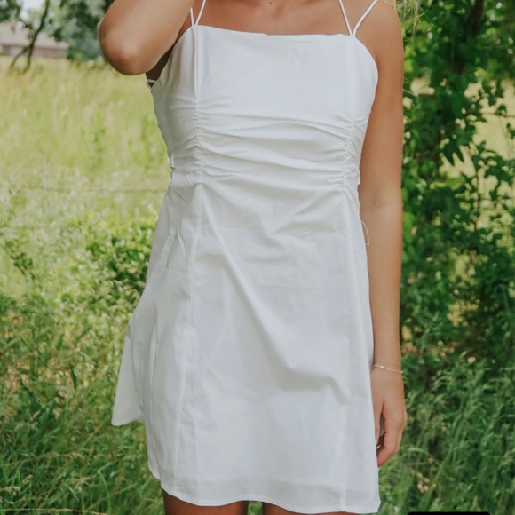 Pretty Garbage Ruched Poplin Mini Dress Red - Picture 12 of 16